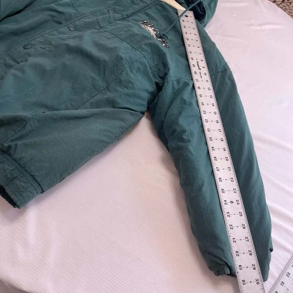 STARTER Philadelphia Eagles Dark Green Hooded Puffer Jacket with Team Logo